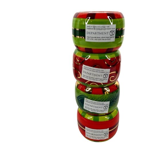 New Dept 56 Christmas Napkin Rings Candlelight Set Of 4 Ceramic Holiday 2004 - Picture 2 of 16